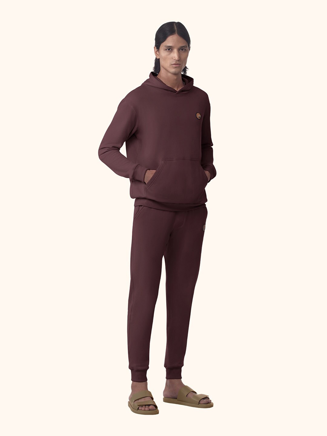 

PANGOLIN Men Burgundy Hooded Sweatshirt