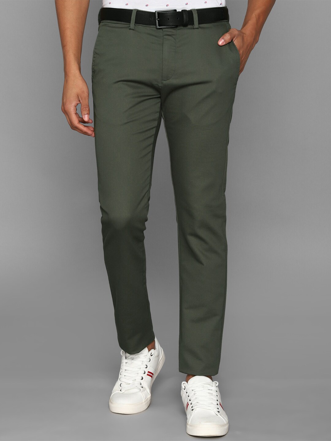 

Allen Solly Men Olive Green Slim Fit Trousers