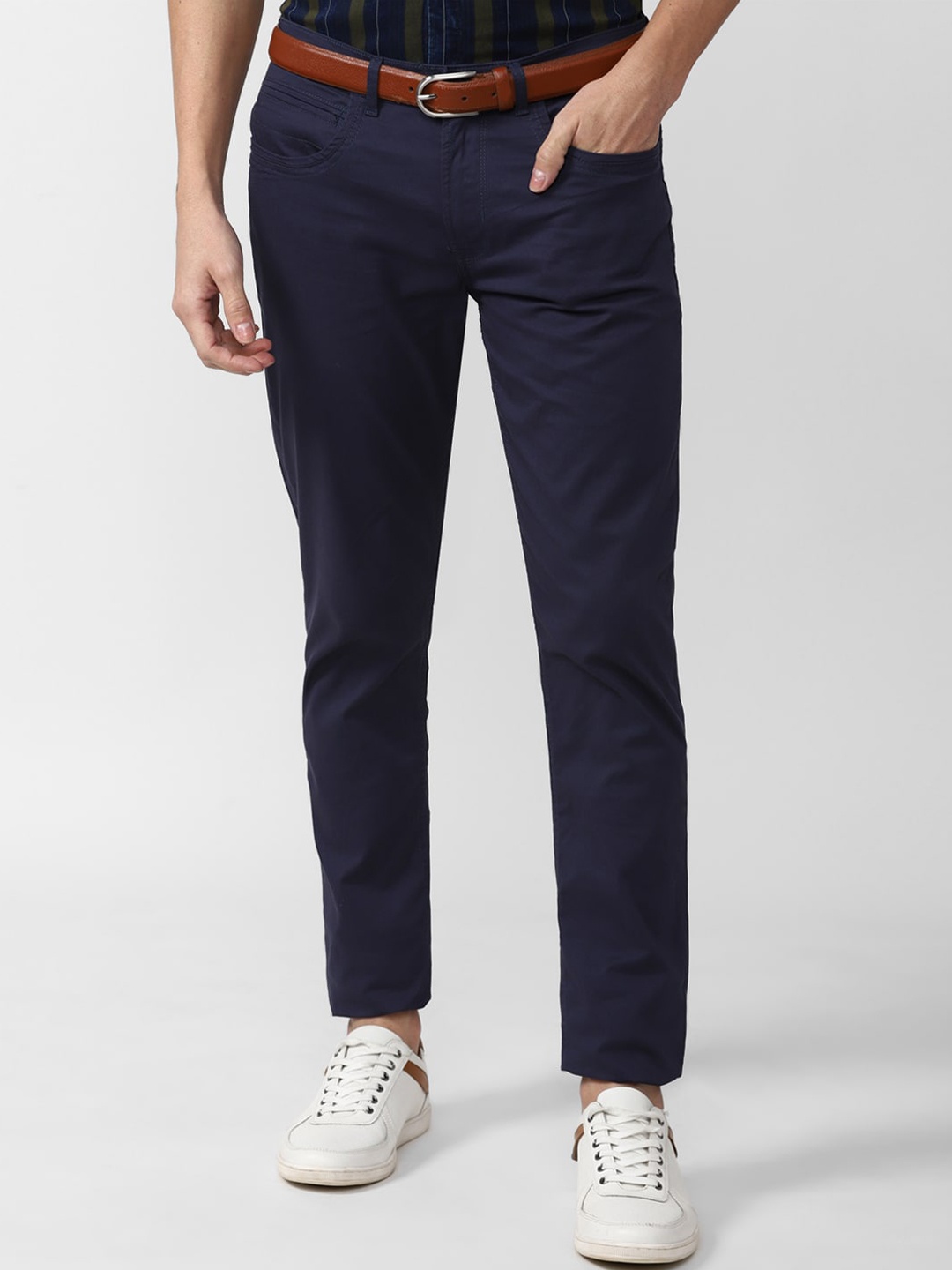 

Peter England Casuals Men Navy Blue Skinny Fit Trousers