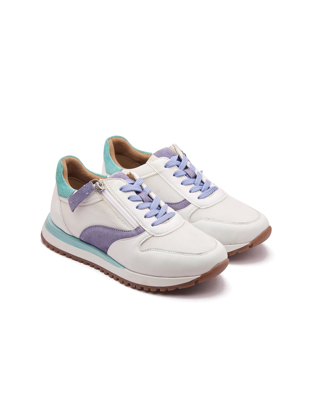 

MICHAEL ANGELO Women White & Purple Colourblocked Sneakers