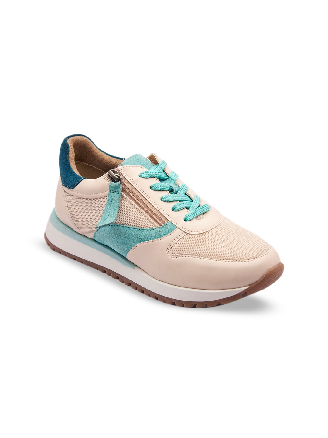 

MICHAEL ANGELO Women Nude-Coloured & Blue Colourblocked Sneakers