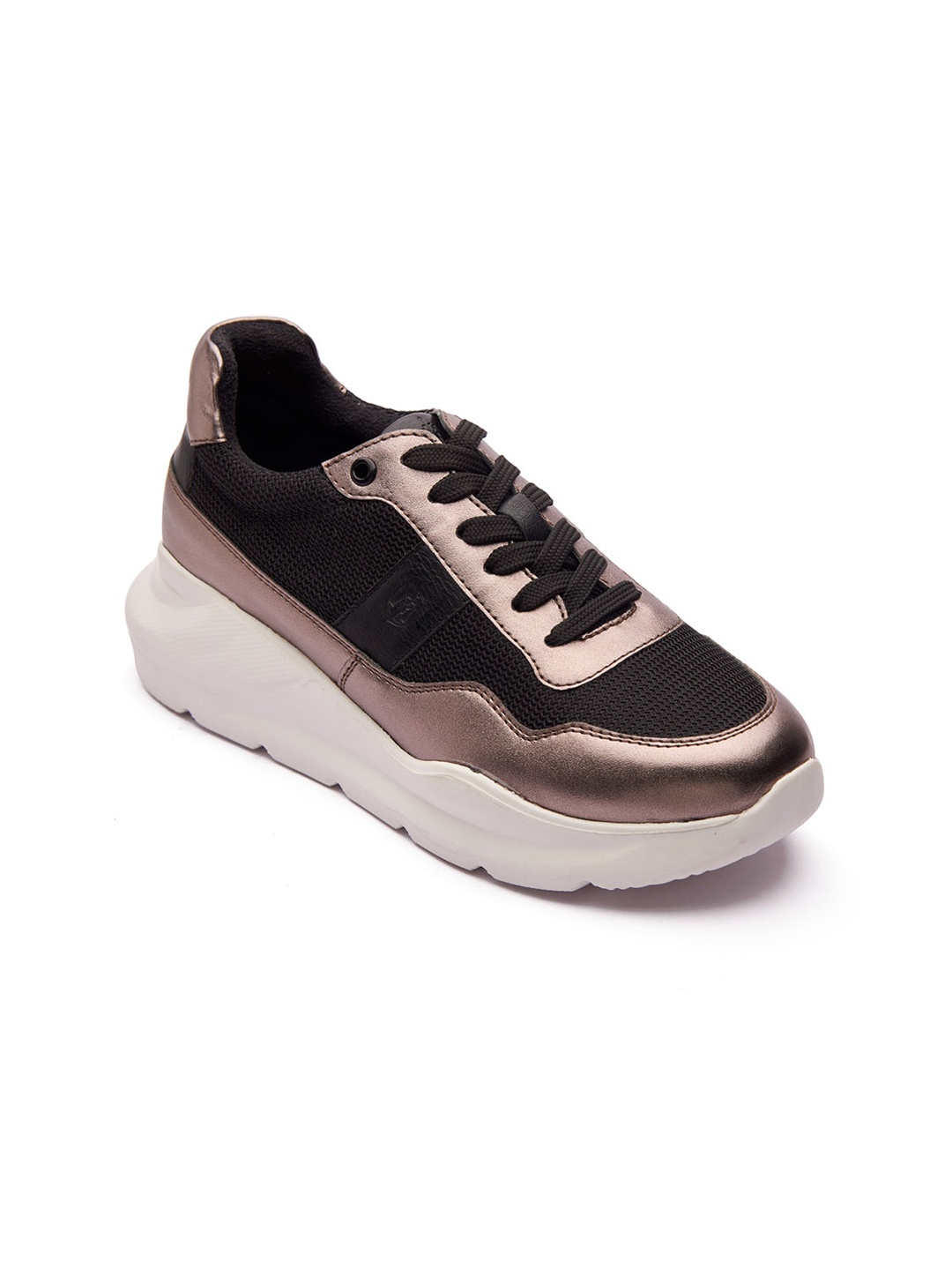 

MICHAEL ANGELO Women Black & Rose Gold Colourblocked Sneakers