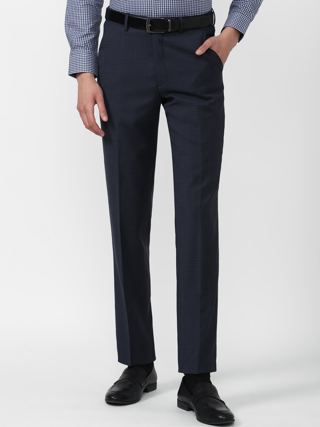 

Van Heusen Men Navy Blue Trousers