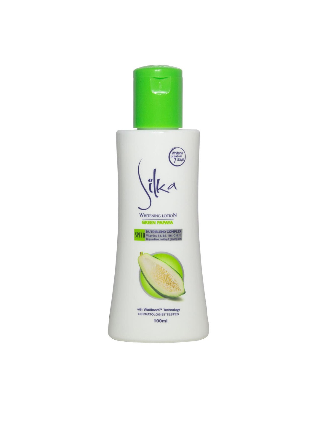 

Silka Green Papaya SPF 10 Whitening Body Lotion 100 ml, White