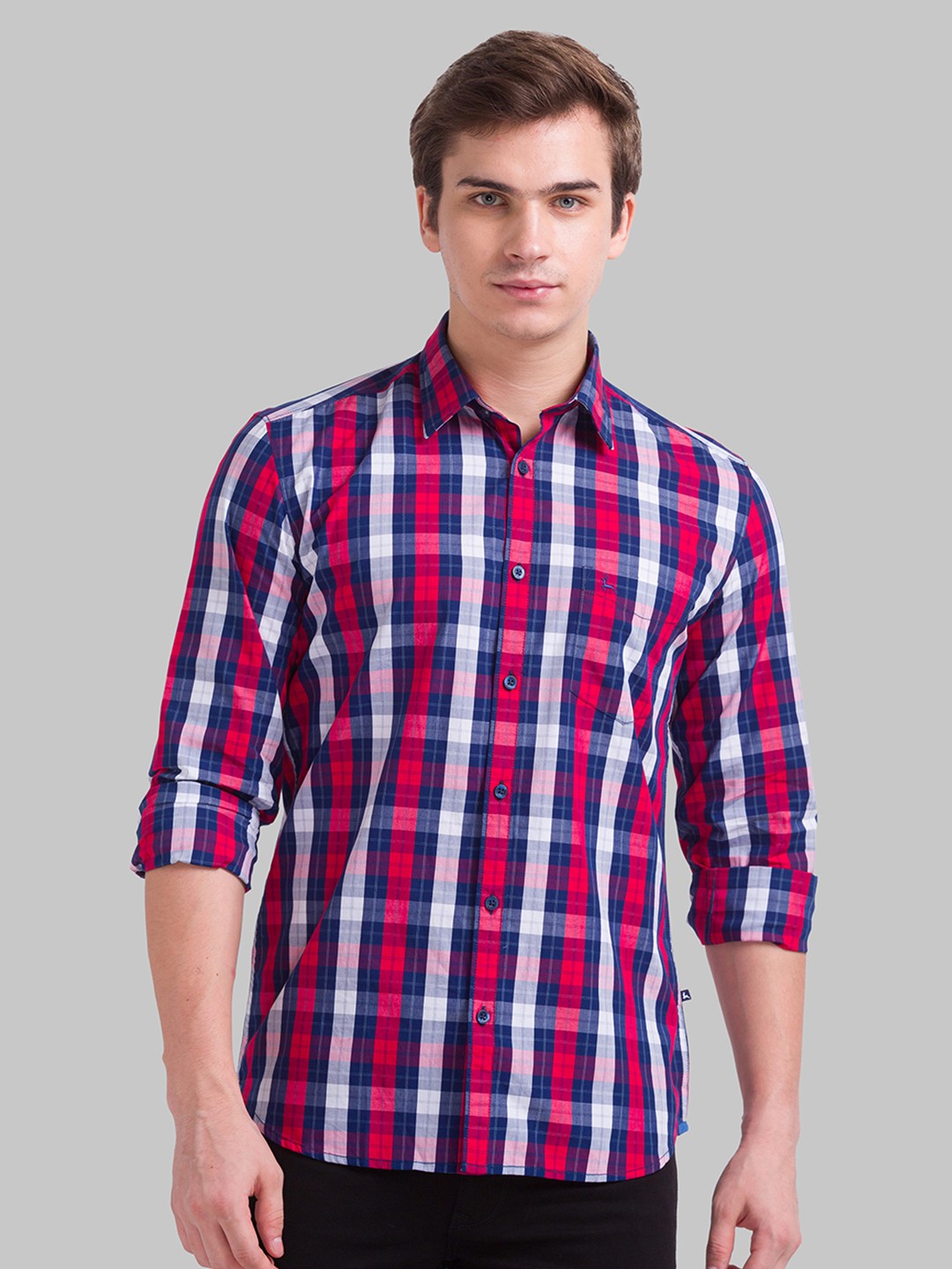 

Parx Men Slim Fit Checked Cotton Casual Shirt, Red