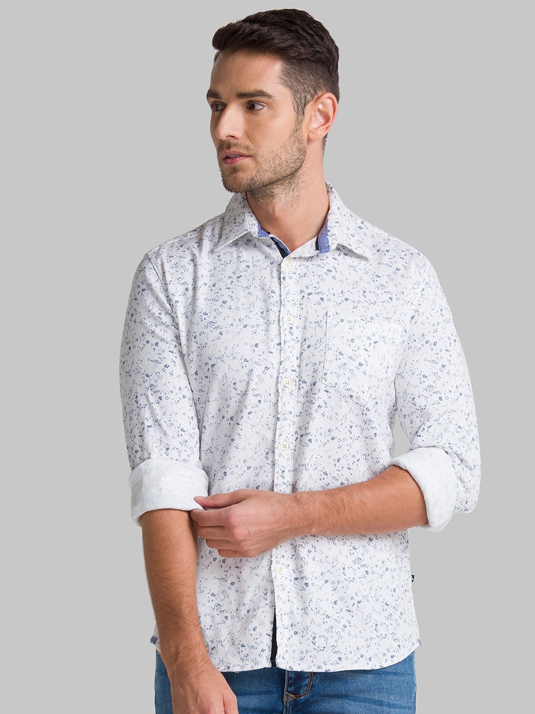 

Parx Men White Slim Fit Printed Cotton Casual Shirt
