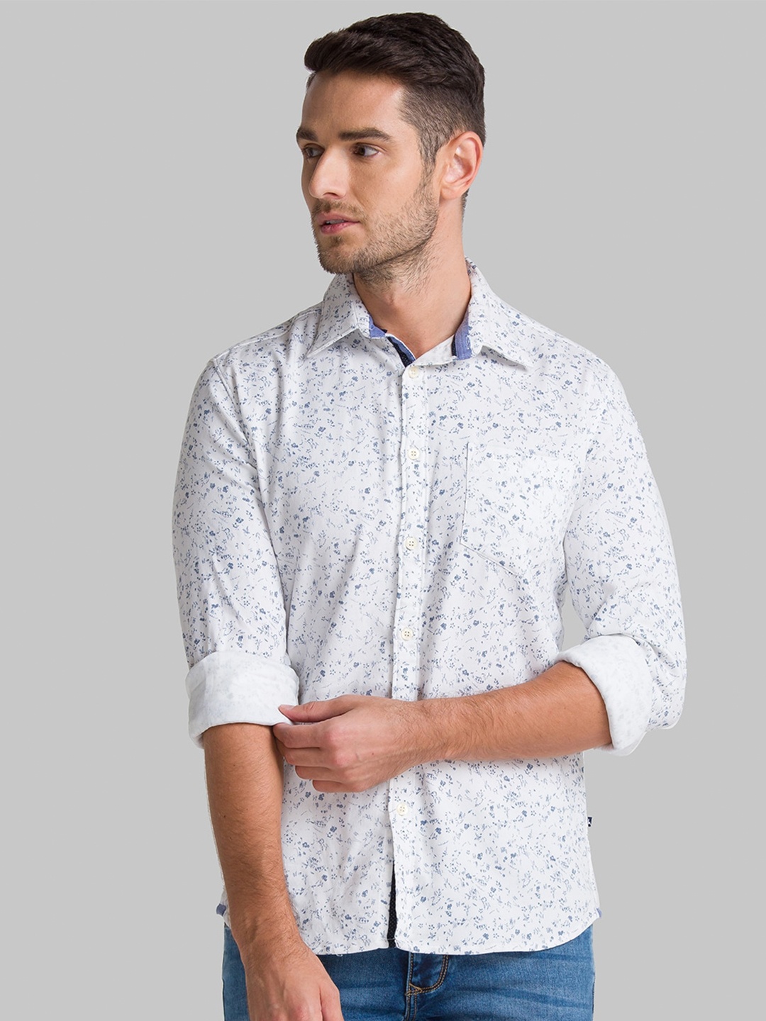 

Parx Men White Slim Fit Printed Cotton Casual Shirt