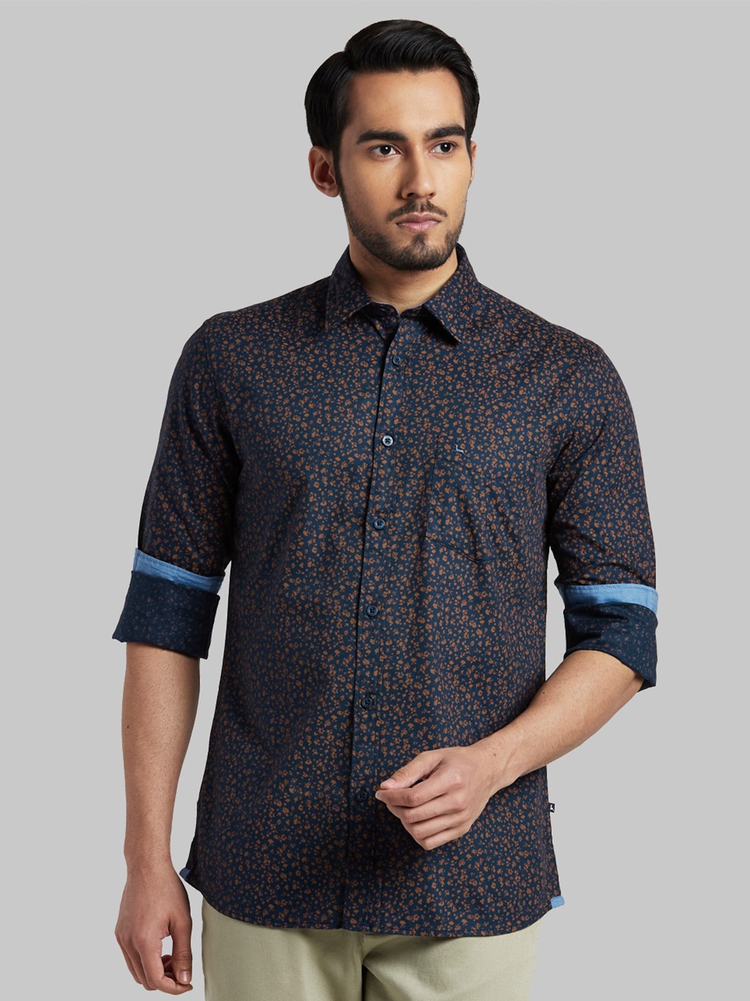 

Parx Men Blue Slim Fit Printed Cotton Casual Shirt