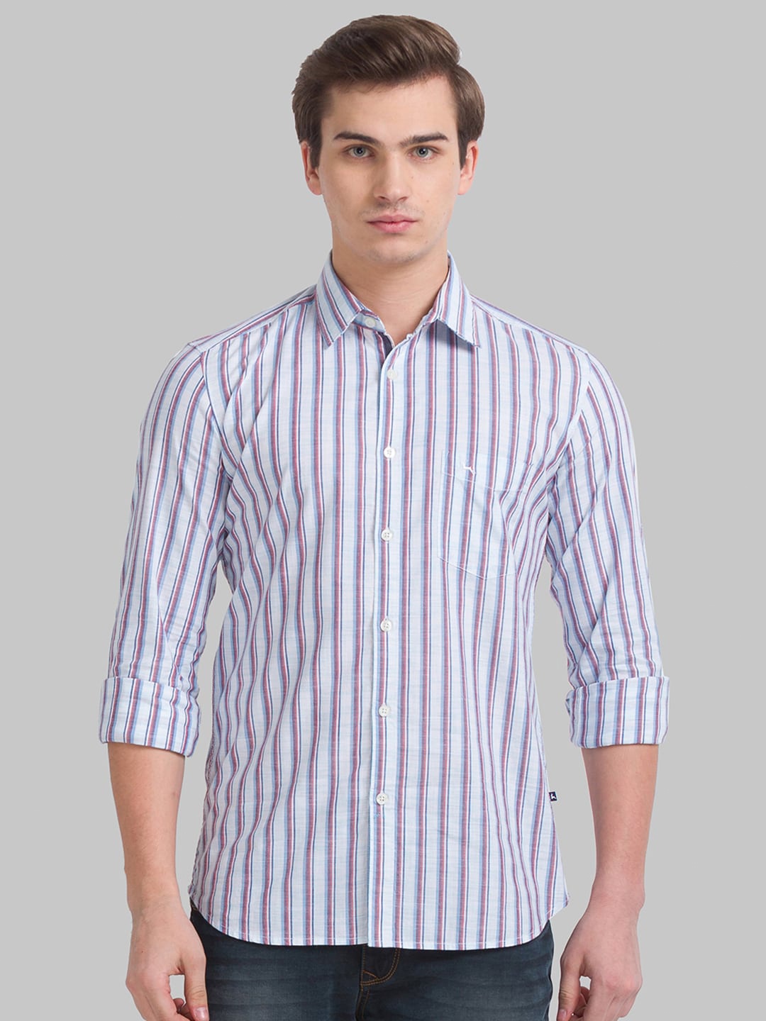 

Parx Men Slim Fit Striped Cotton Casual Shirt, White