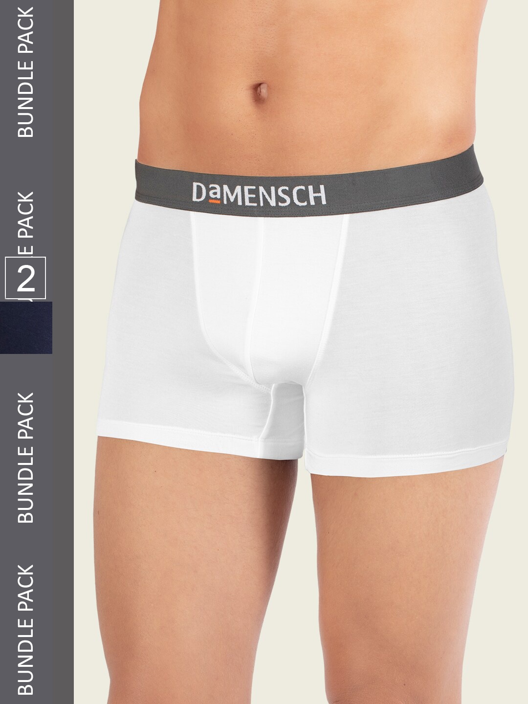 

DAMENSCH Men Pack Of 2 White & Navy Blue Deo-Soft Supima Modal Trunks