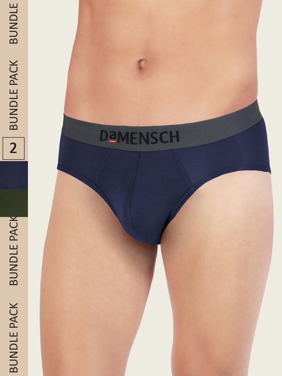 

DAMENSCH Men Pack Of 2 Basic Briefs, Green