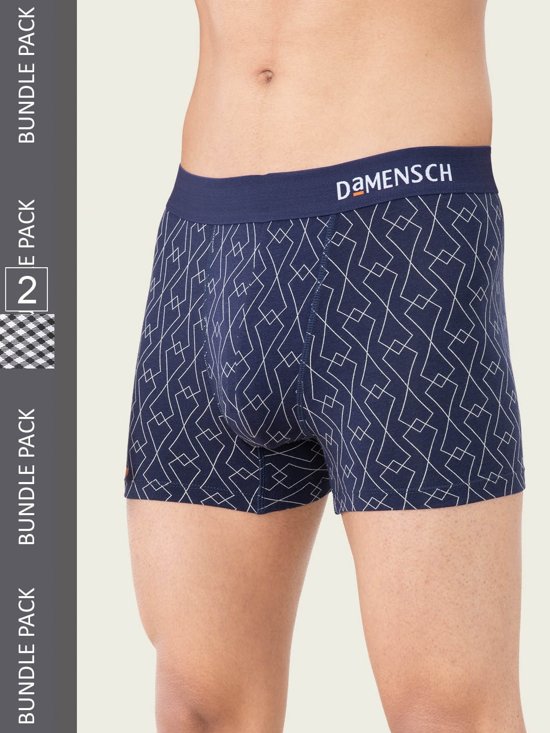 

DaMENSCH Pack of 2 DEO-SOFT Printed Premium Egyptian Cotton-Modal Blend Trunk, Blue