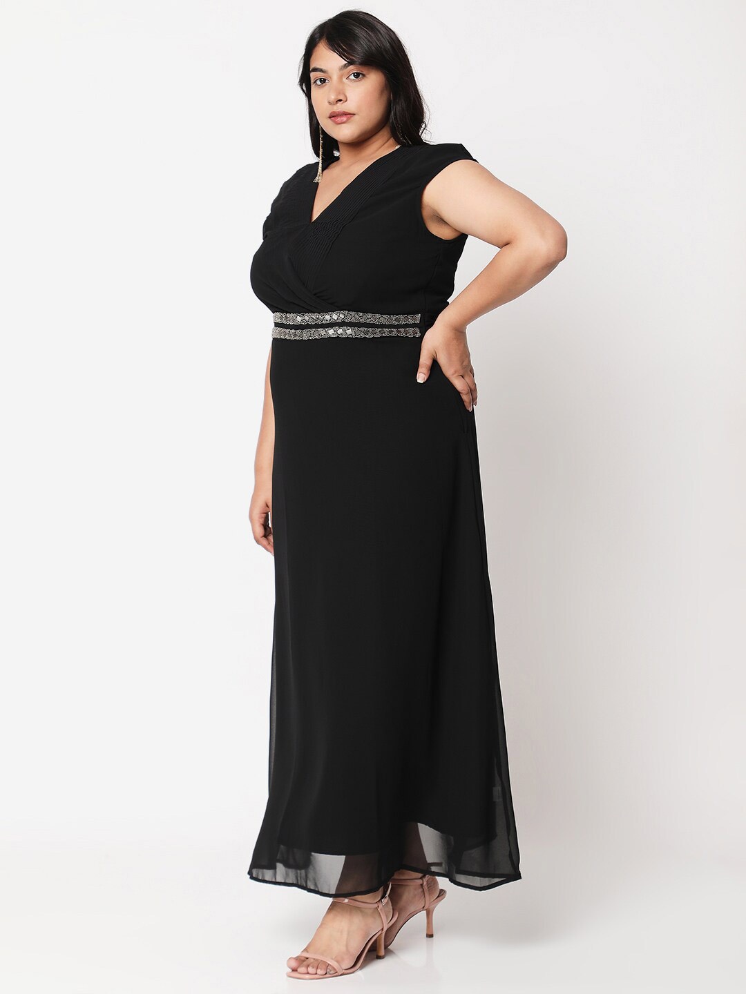 

Curves by MISH Plus Size Black Embellished Maxi Dress