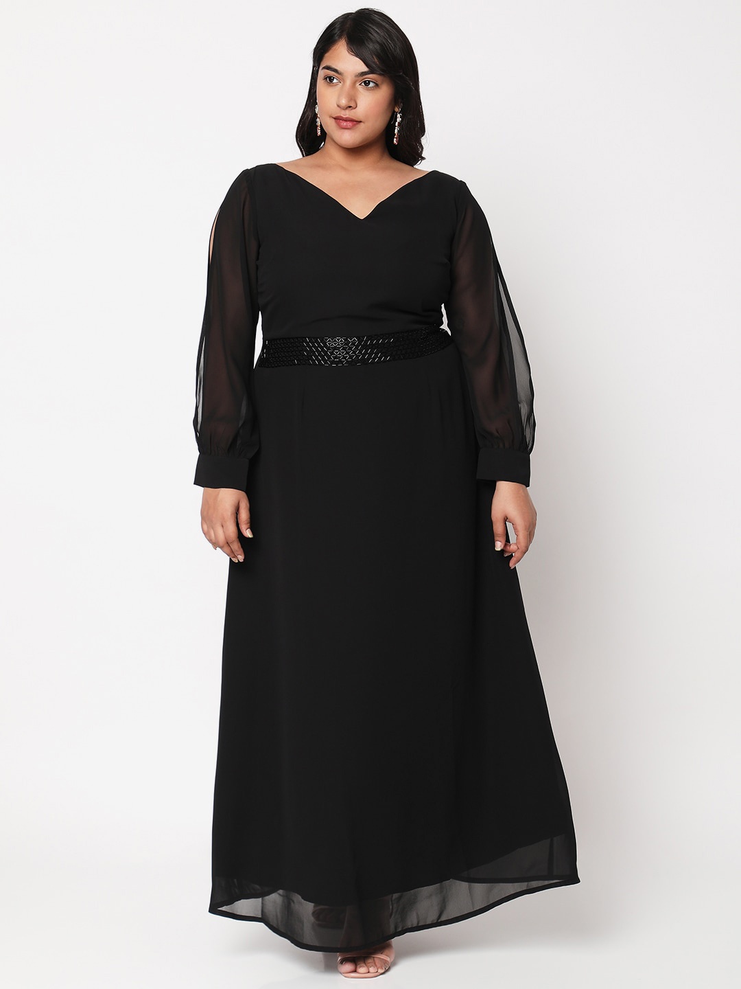 

Curves by MISH Black Plus Size Georgette Maxi Dress