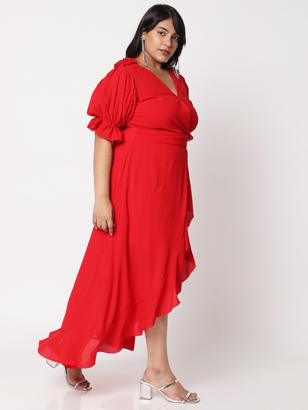 

Curves by MISH Red Plus Size Georgette Maxi Dress