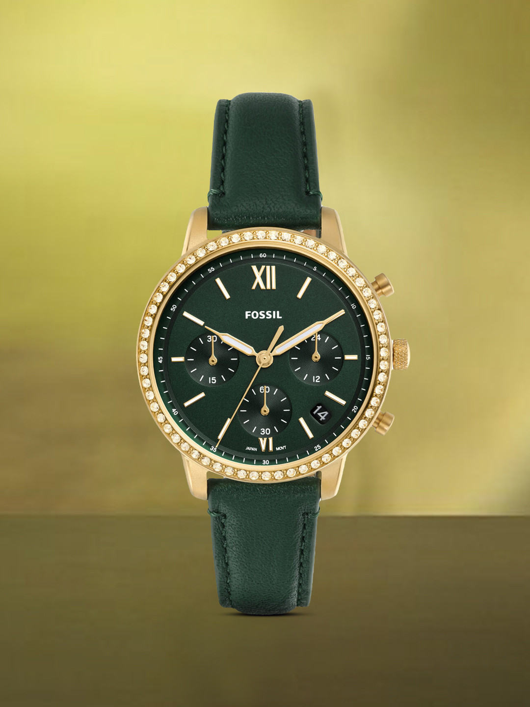 

Fossil Women Green Embellished Analogue Watch ES5239