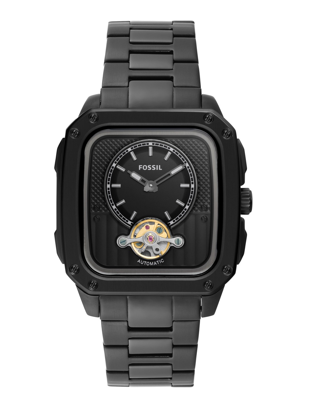 

Fossil Men Black Inscription Automatic Analogue Watch ME3238