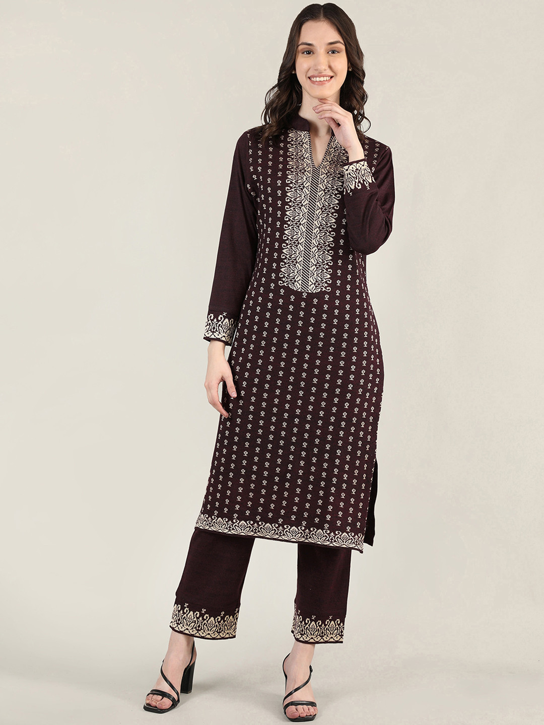 

MIKHAD Women Purple Pure Wool Kurta with Trousers