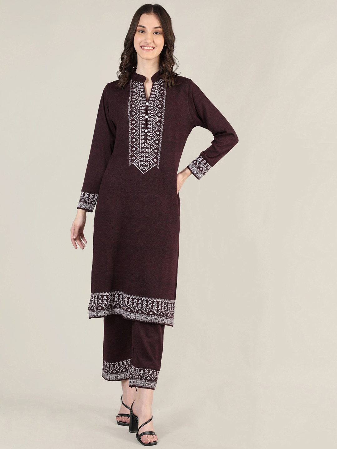 

MIKHAD Women Purple Ethnic Motifs Kurta with Trousers & With Dupatta