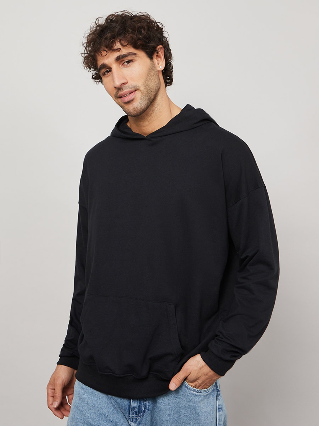 

Styli Oversized French Terry Hooded Sweatshirt, Black