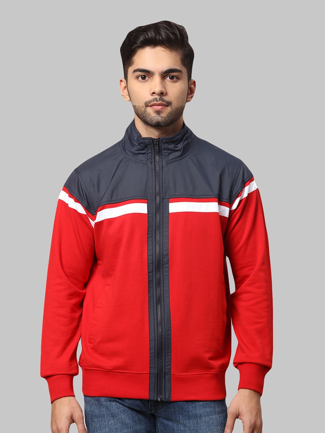 

Parx Men Red Colourblocked Sweatshirt
