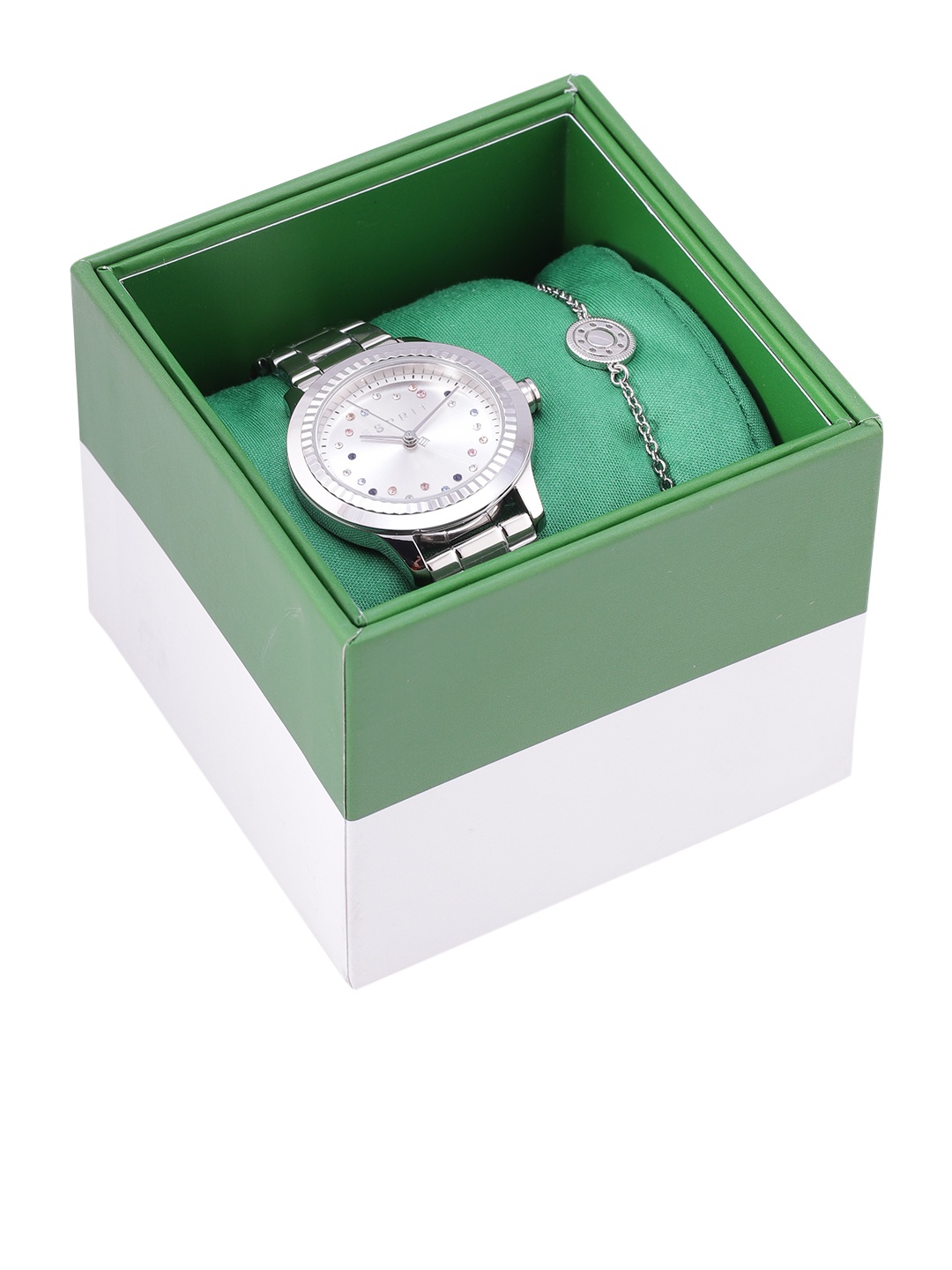 

ESPRIT Women Embellished Dial & Bracelet Style Straps Analogue Watch ES1L351M0065, Silver