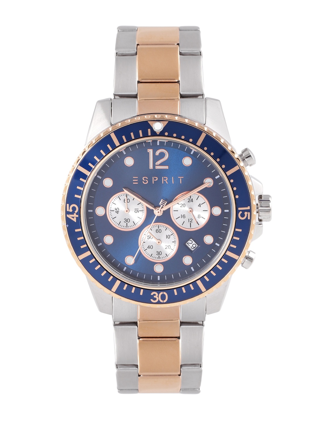 

ESPRIT Men Bracelet Style Straps Analogue Chronograph Watch ES1G392M0065, Blue