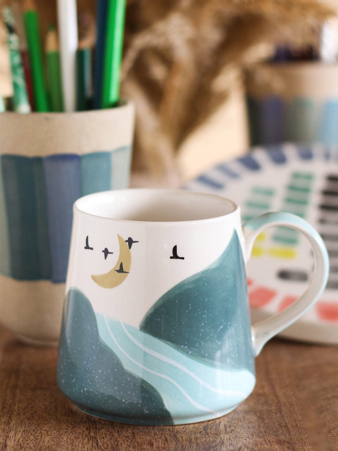 

The Wishing Chair Teal Green & White Handpainted Ceramic Mug 330 ML