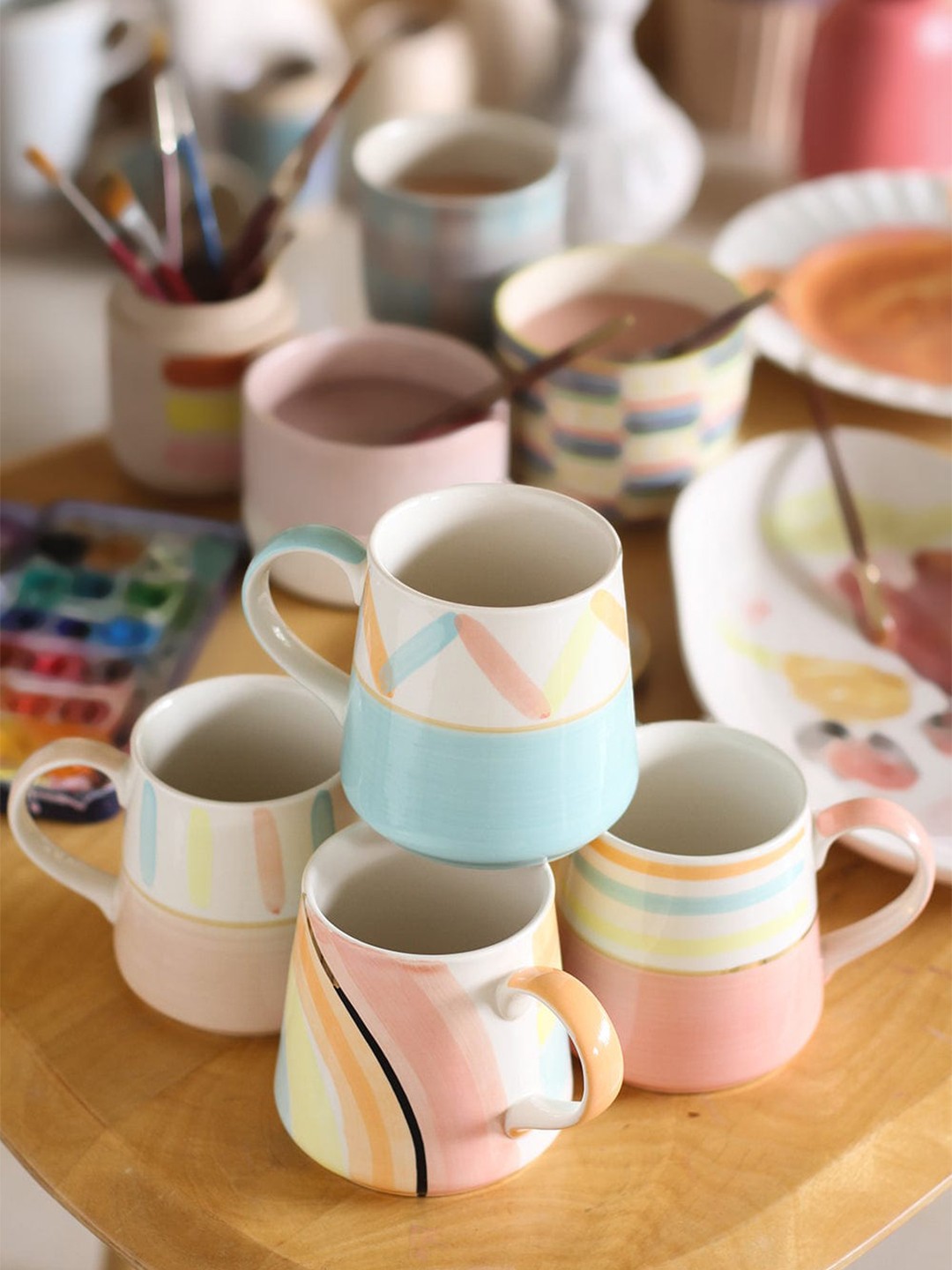 

The Wishing Chair White & Blue Set of 4 Pastel Perfection Handpainted Mugs 335 ML