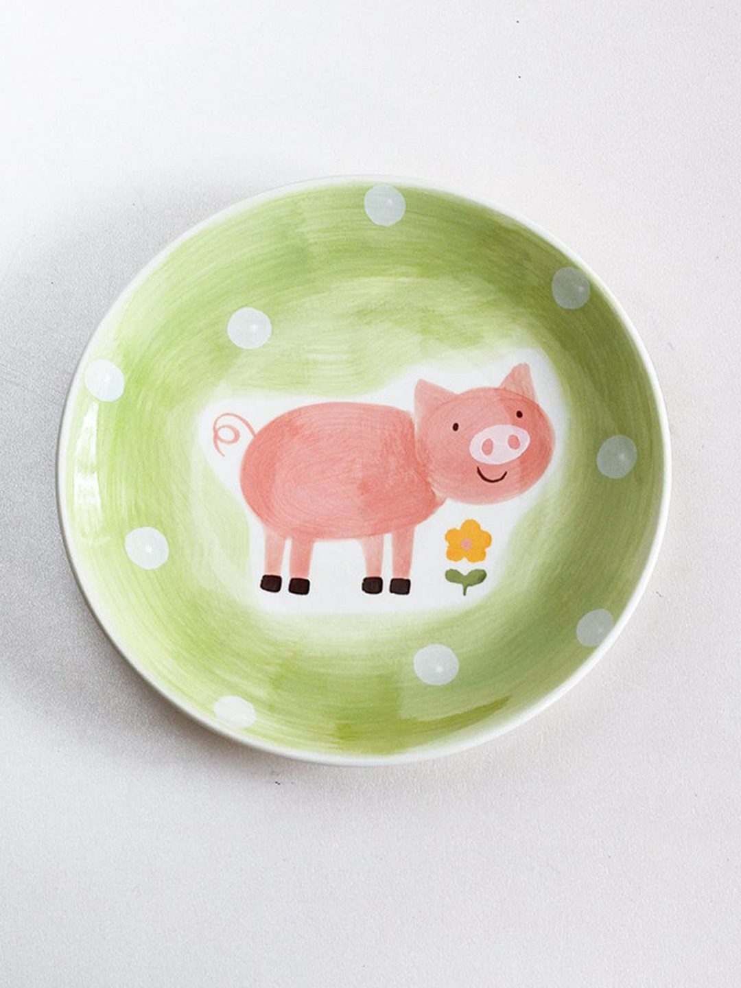 

The Wishing Chair Green & Pink Quirky Farm Pig Wall Plate