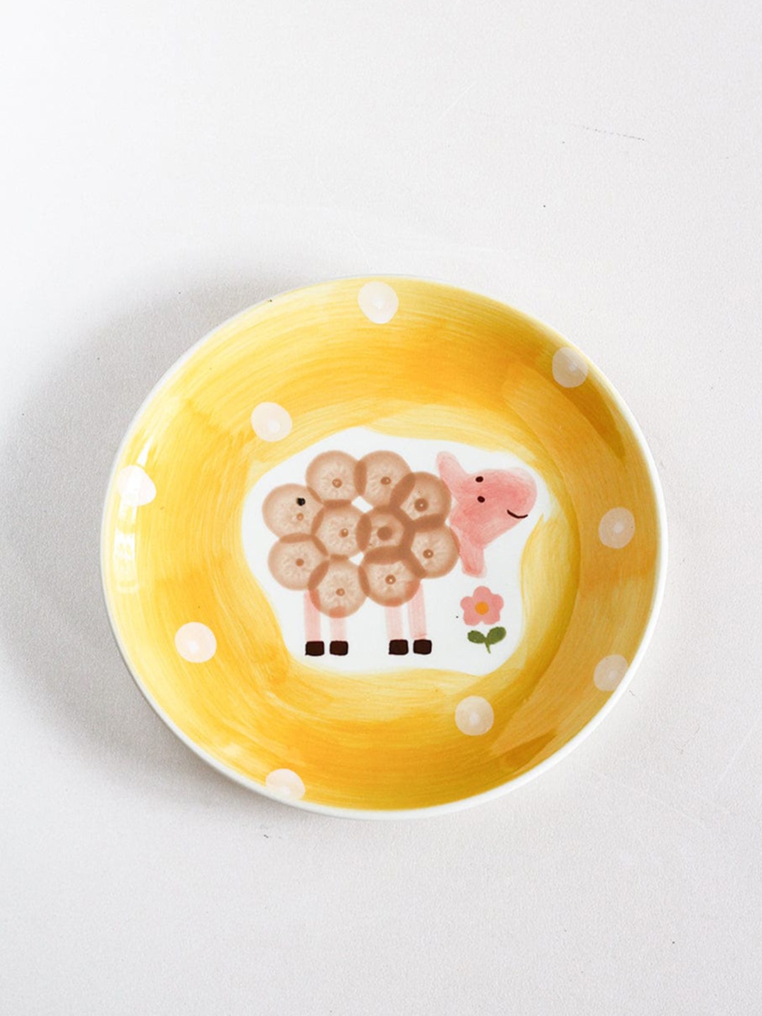 

The Wishing Chair Yellow Printed Quirky Farm Sheep Wall Plate