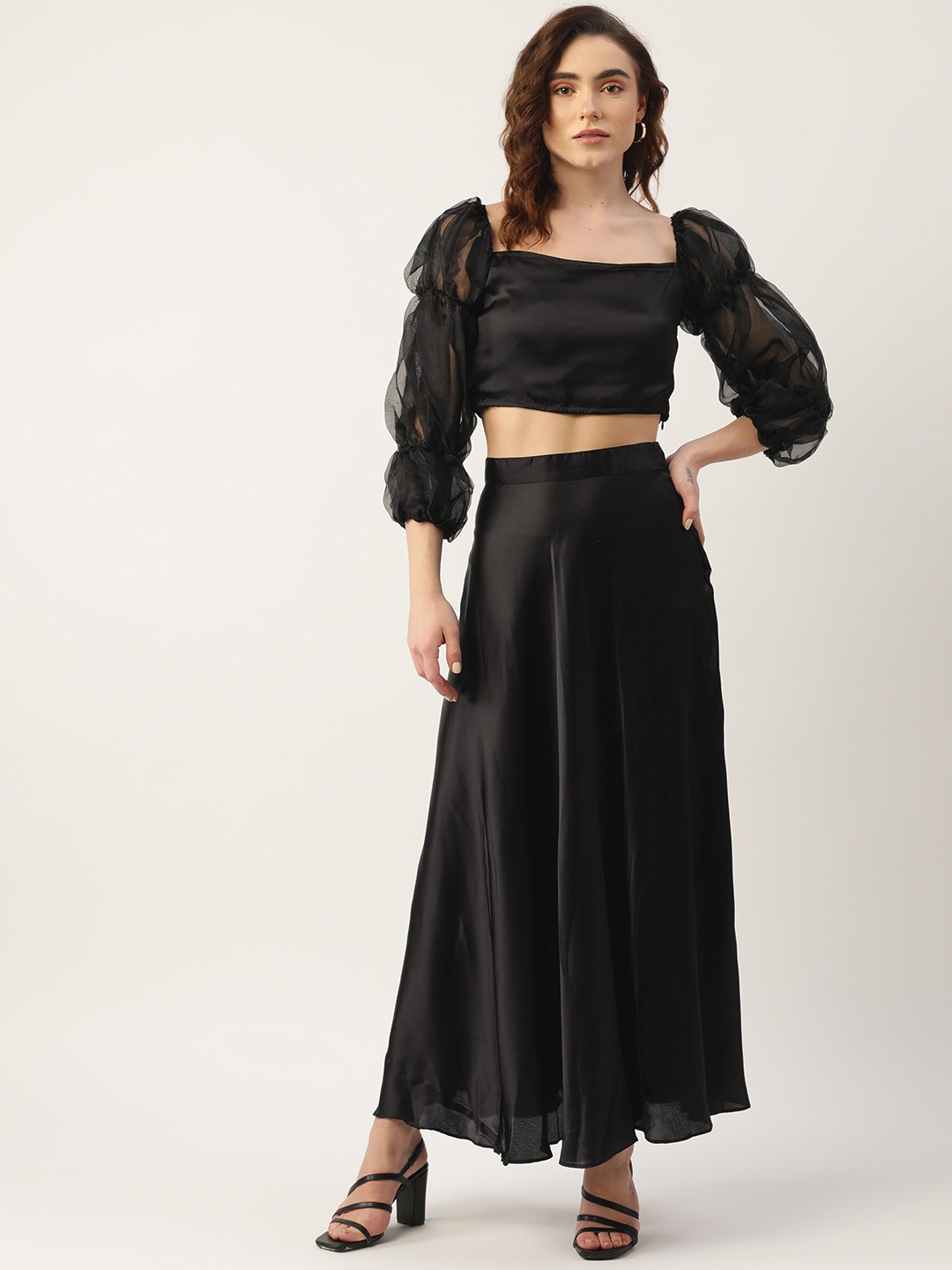 

KHUMAAR Shuchi Bhutani Women Black Top With Skirt