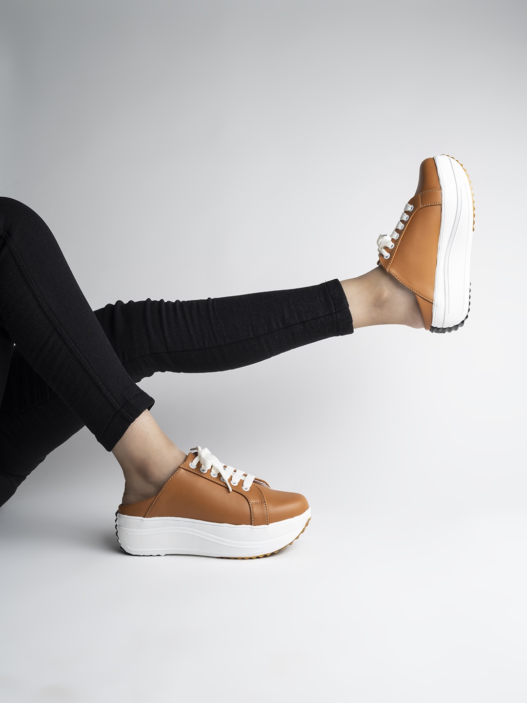 

Shoetopia Women Tan Mule Sneakers