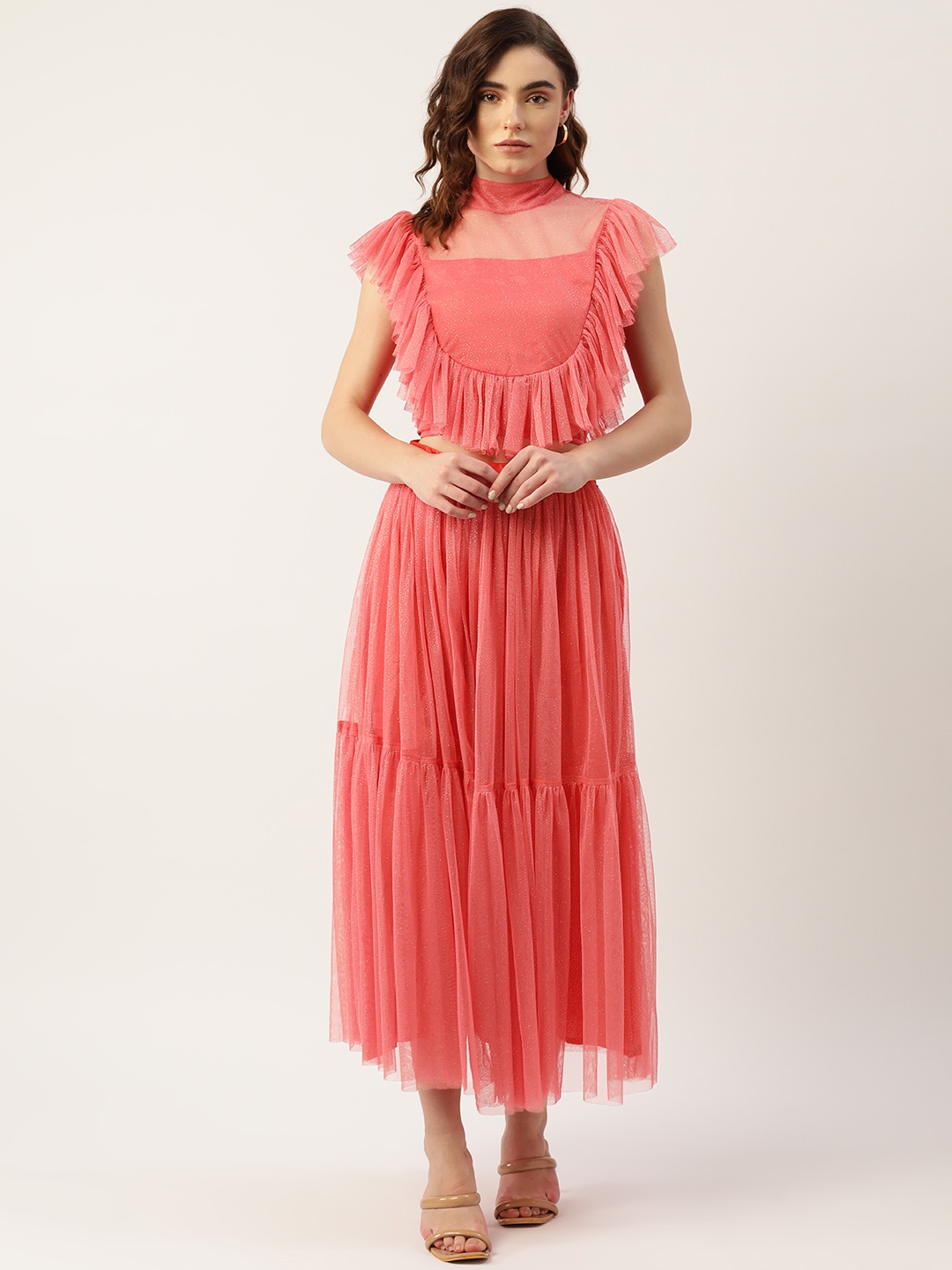 

KHUMAAR Shuchi Bhutani Women Pink Top With Skirt