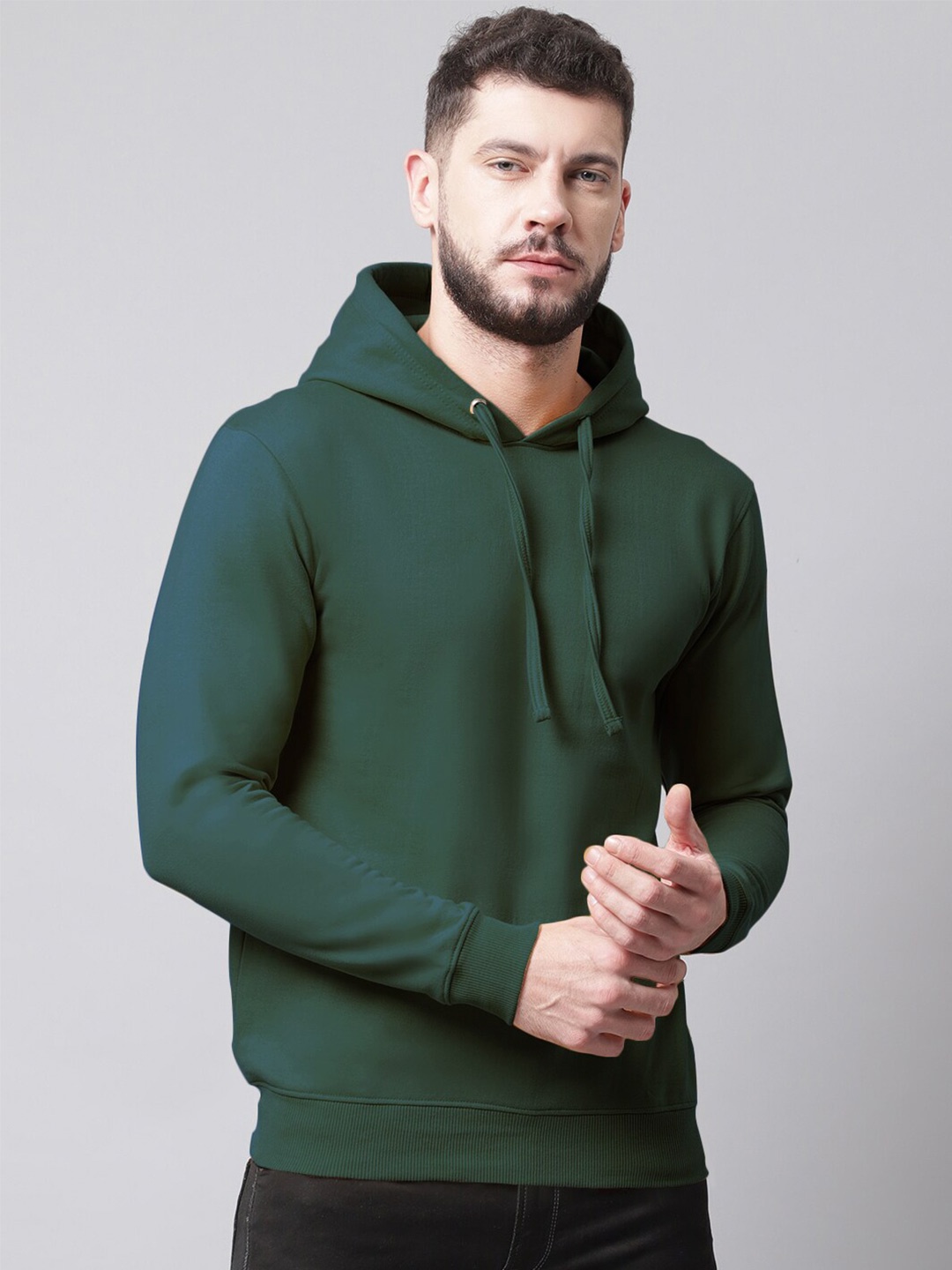 

Friskers Men Green Hooded Sweatshirt