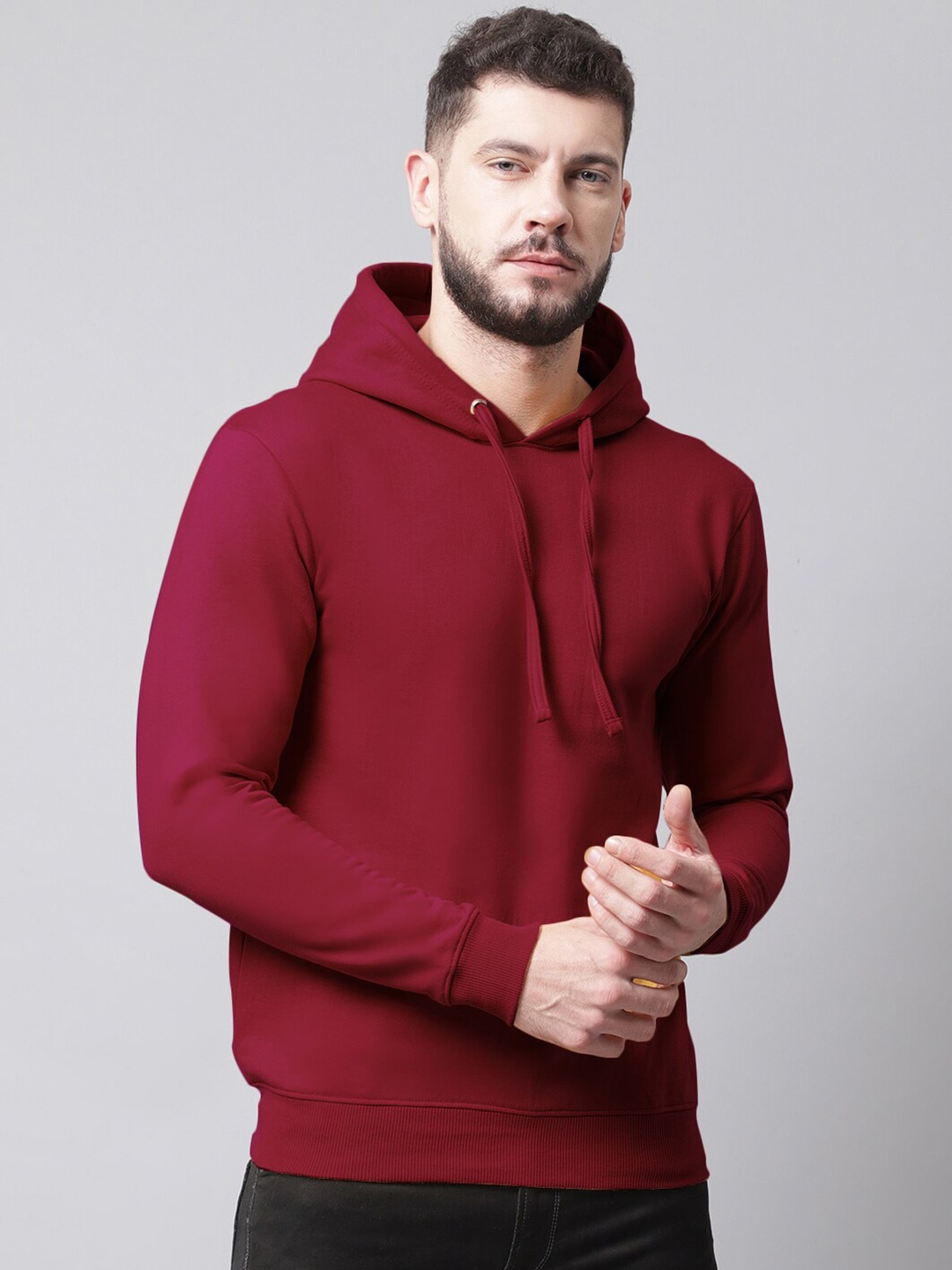 

Friskers Men Maroon Hooded Sweatshirt