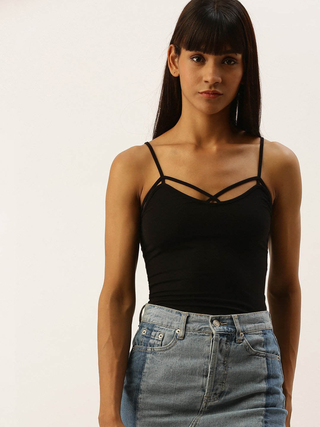 

FOREVER 21 Women Black Solid Tank Top