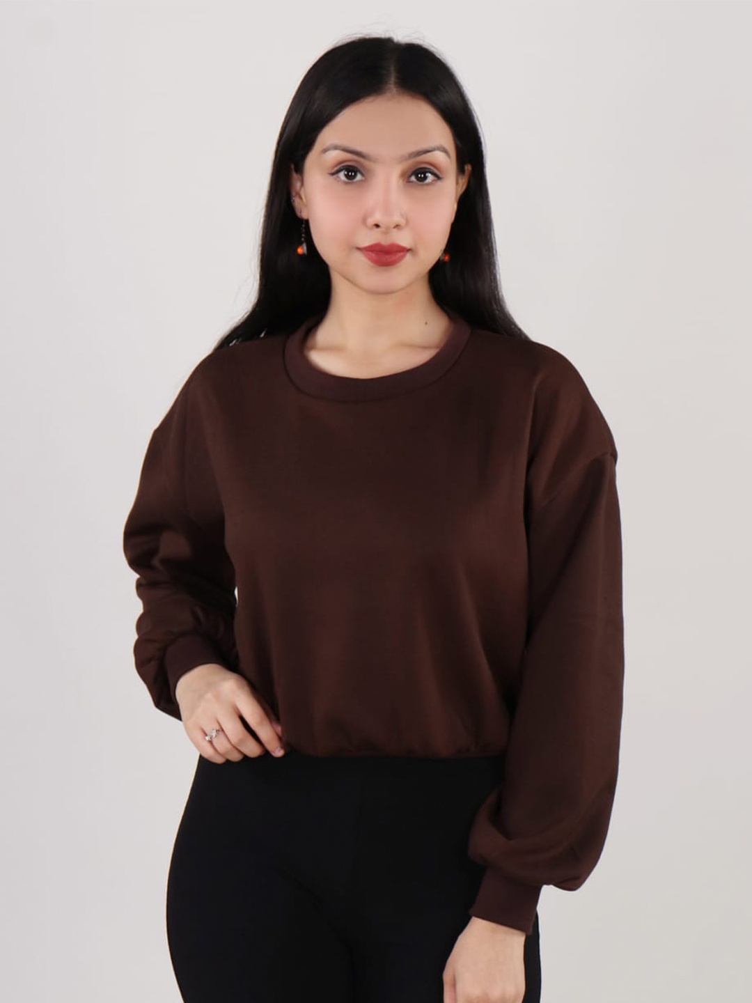 

The Label Bar Women Brown Cotton Winter Baggy Sweatshirts