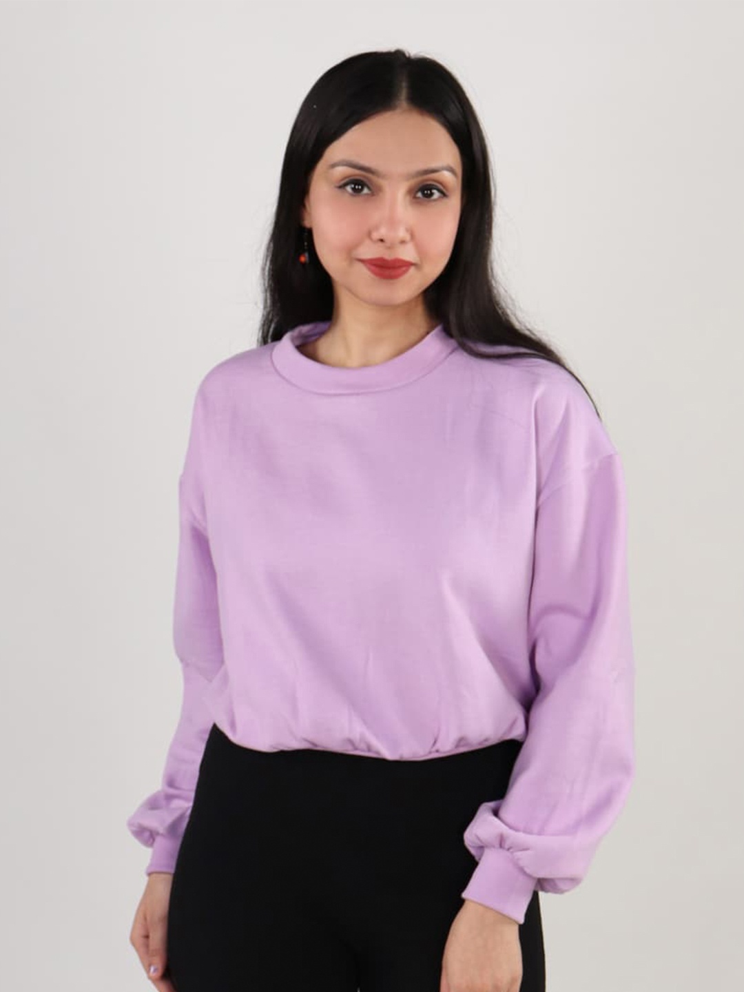 

The Label Bar Women Lavender Cotton Winter Baggy Sweatshirts