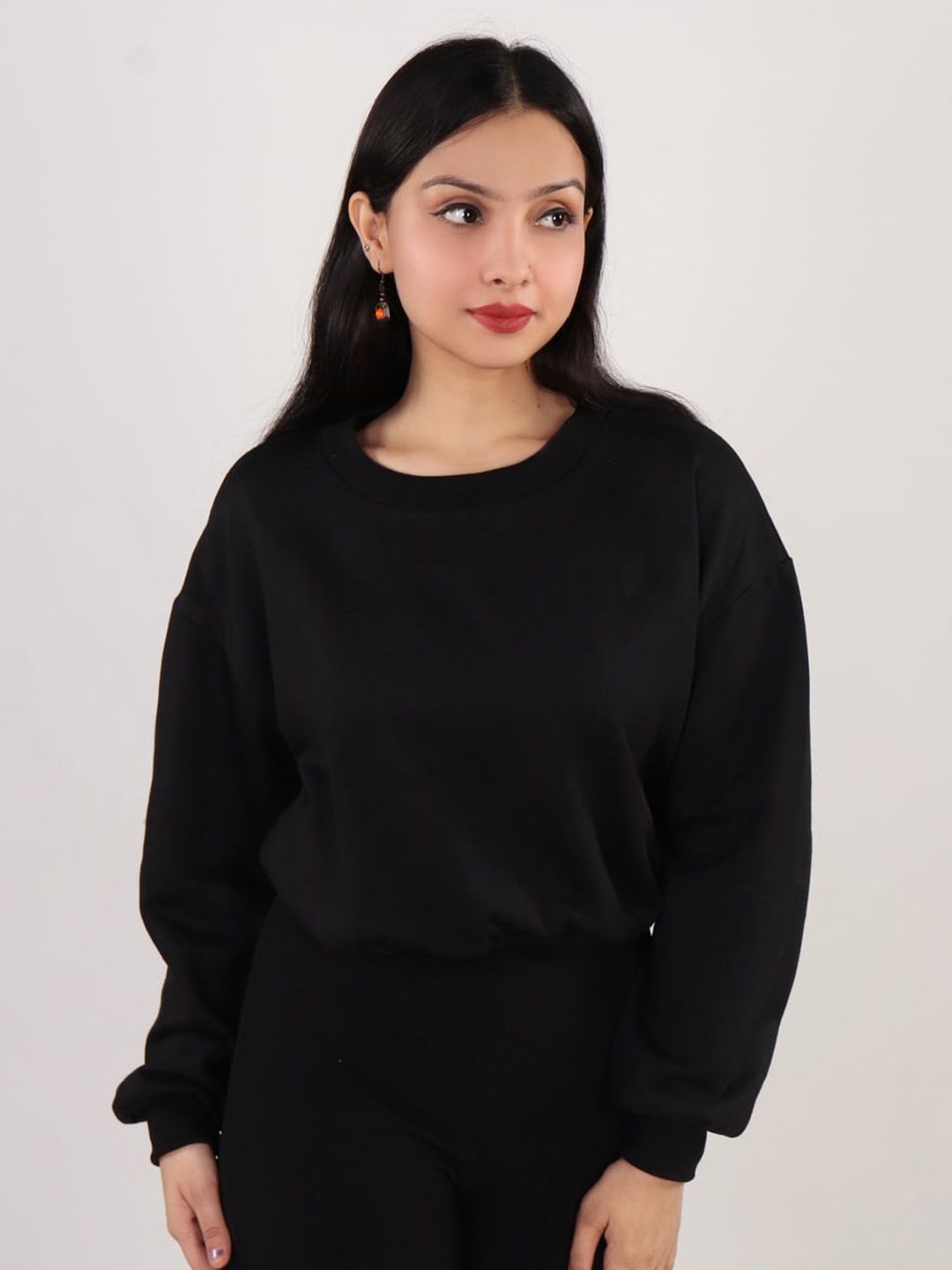 

The Label Bar Women Black Cotton Winter Baggy Sweatshirts