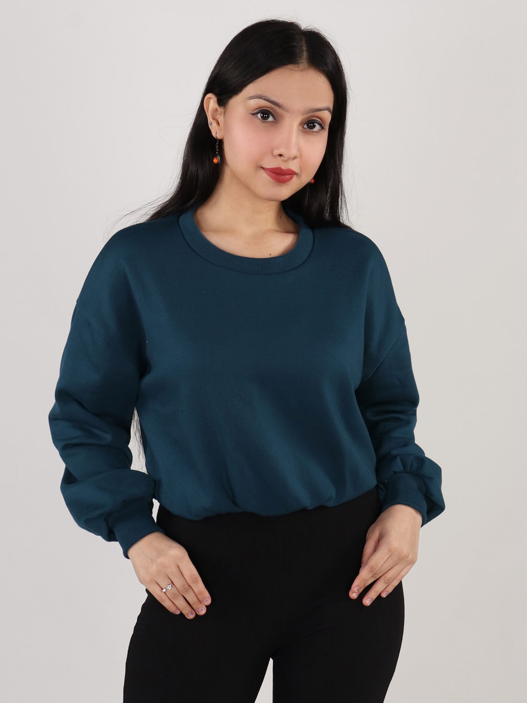 

The Label Bar Women Blue Cotton Winter Baggy Sweatshirts