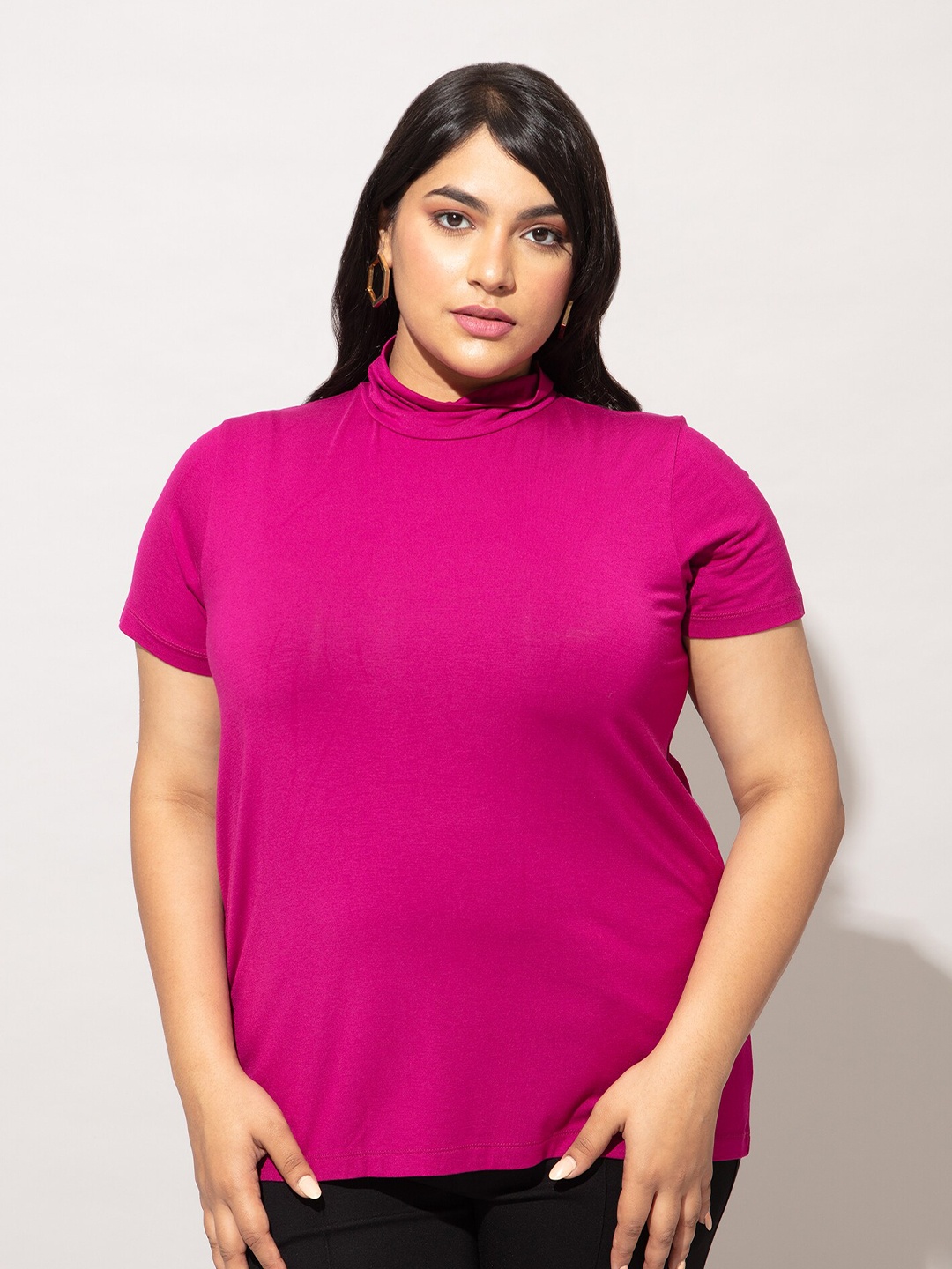 

20Dresses Women Magenta High Neck T-shirt
