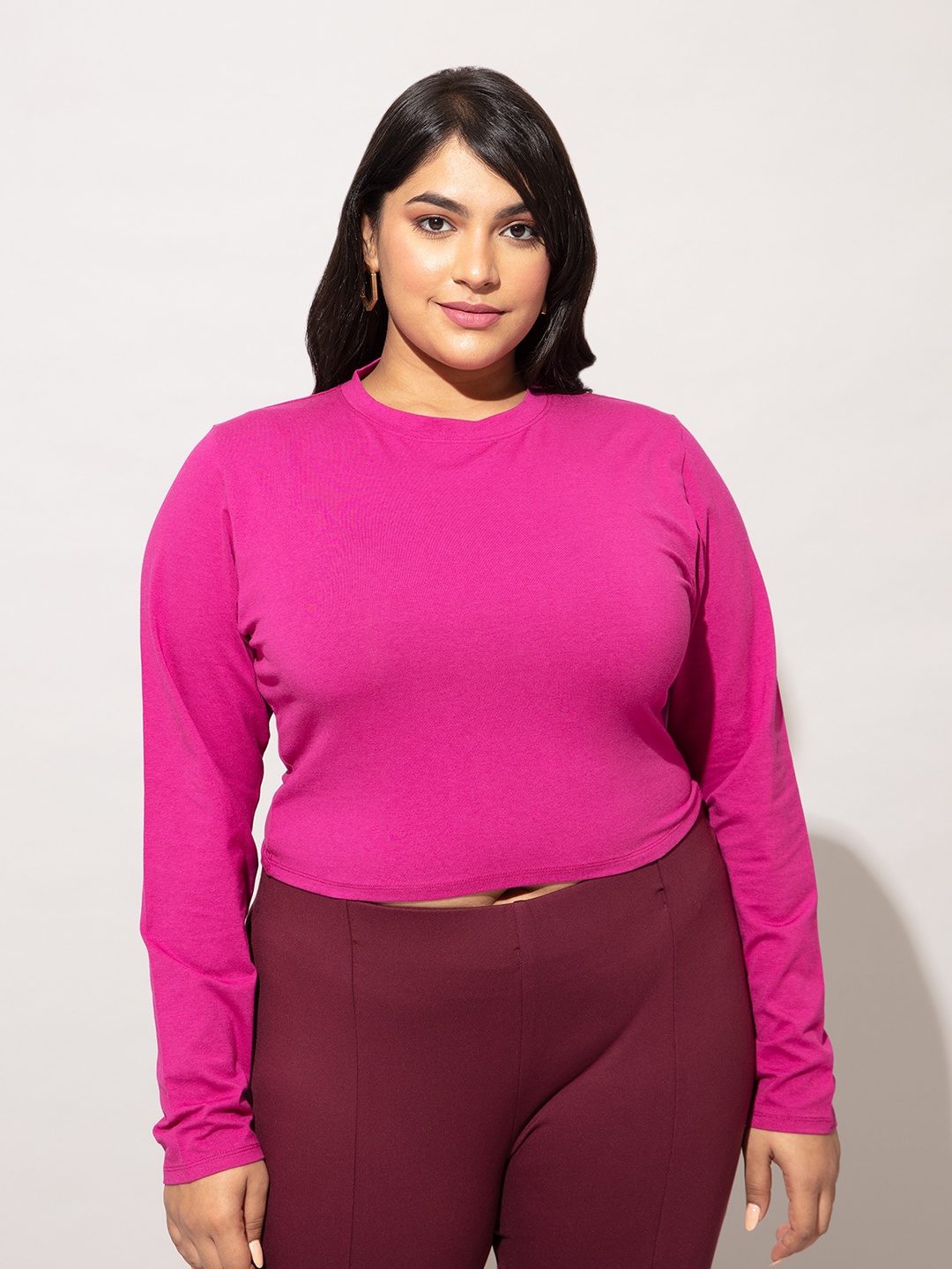 

20Dresses Slim Fit Cotton Crop T-shirt, Magenta