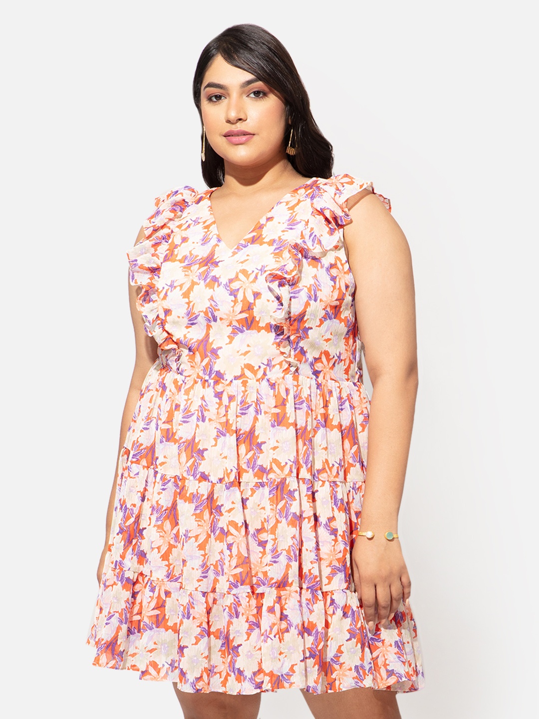 

20Dresses Peach-Coloured Floral Chiffon Dress