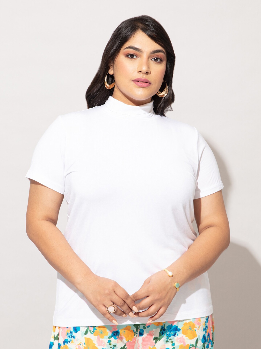 

20Dresses High Neck Regular Fit T-shirt, White