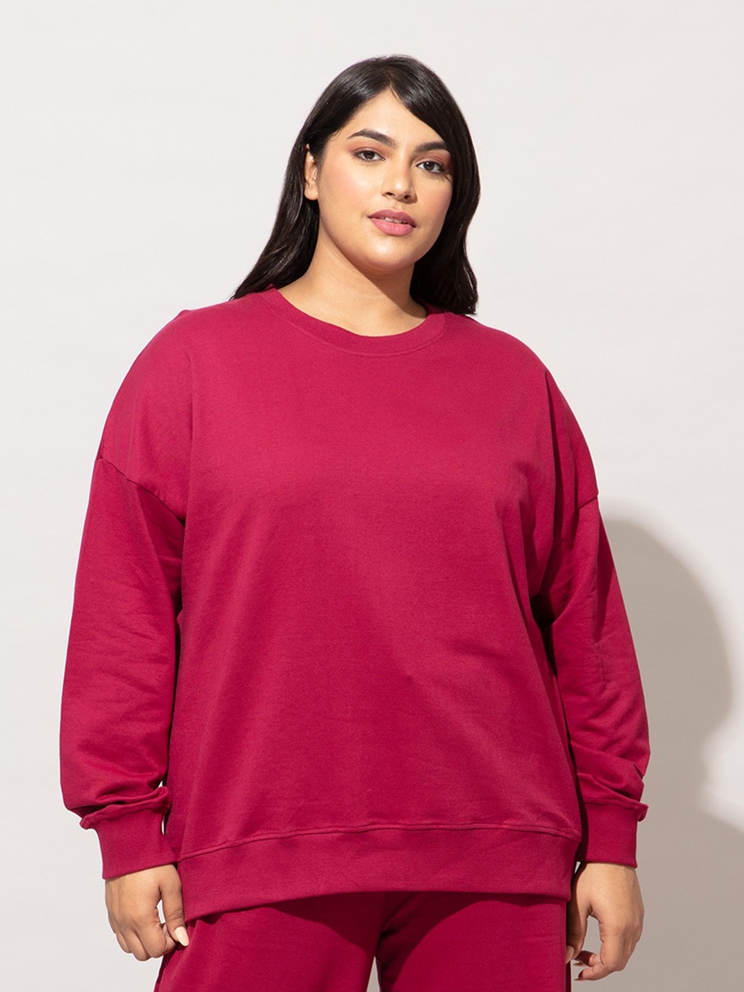 

20Dresses Women Plus Size Maroon Cotton Sweatshirt