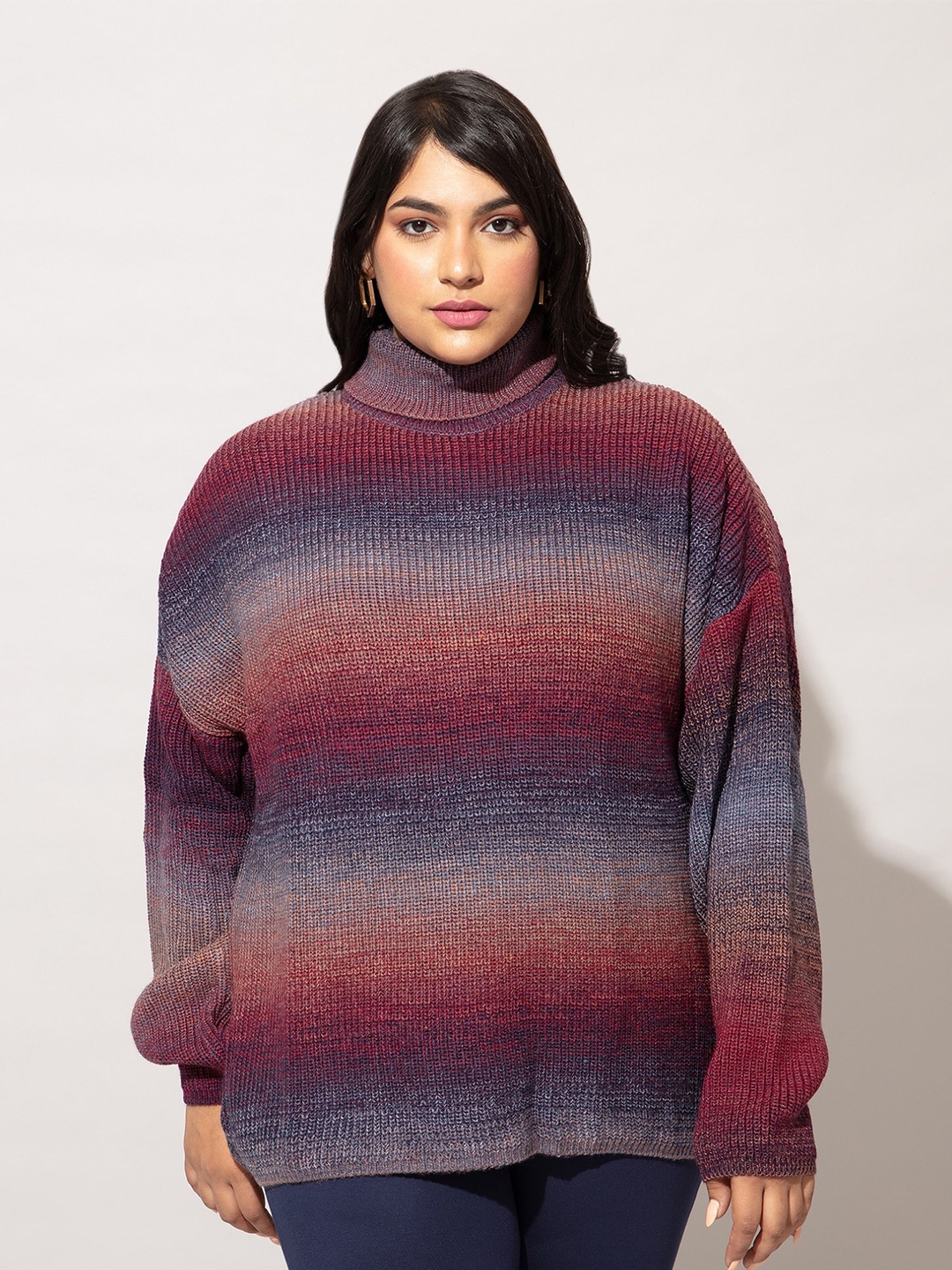 

20Dresses Women Plus Size Grey & Maroon Acrylic Pullover