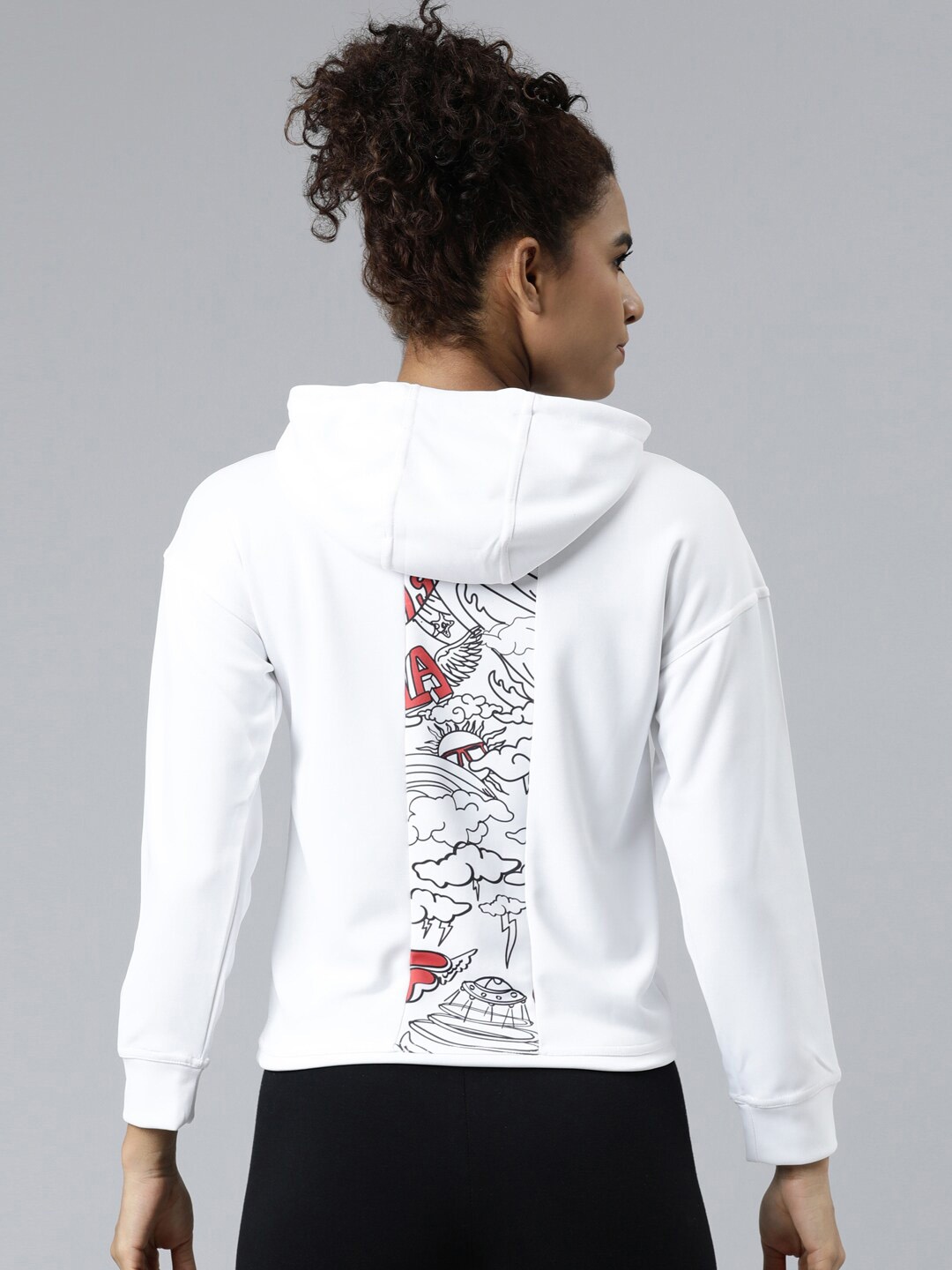 

FILA Women White Printed Hooded Sweatshirt