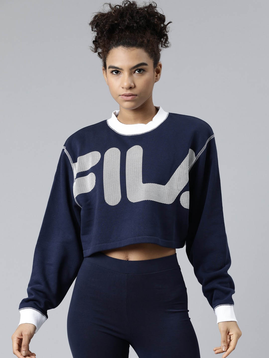 

FILA Women Blue Printed Cotton Sweatshirt