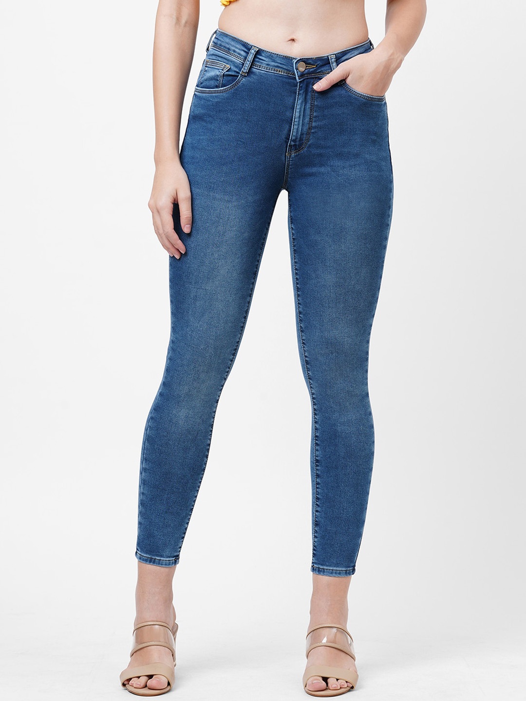 

Kraus Jeans Women Blue Cotton Skinny Fit High-Rise Light Fade Jeans